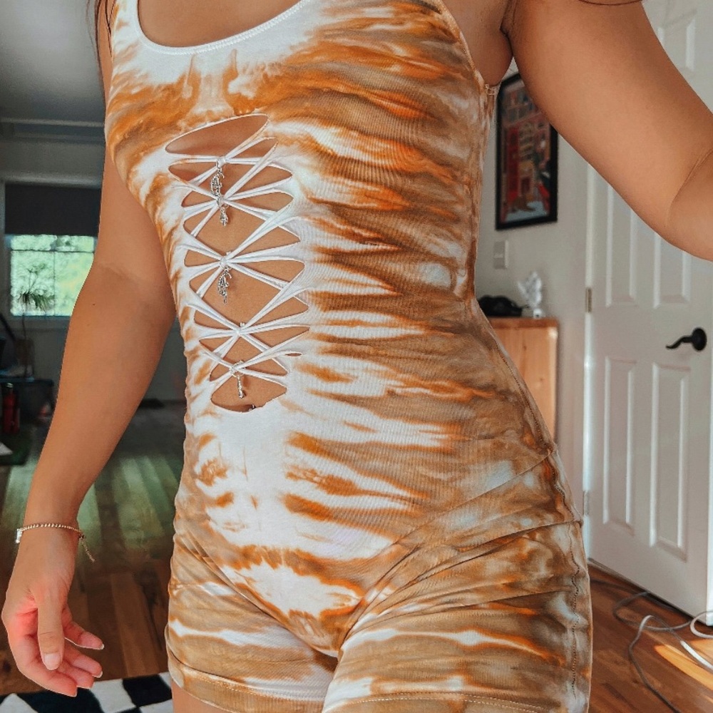 Tie-Dye Bodysuit in Orange and White